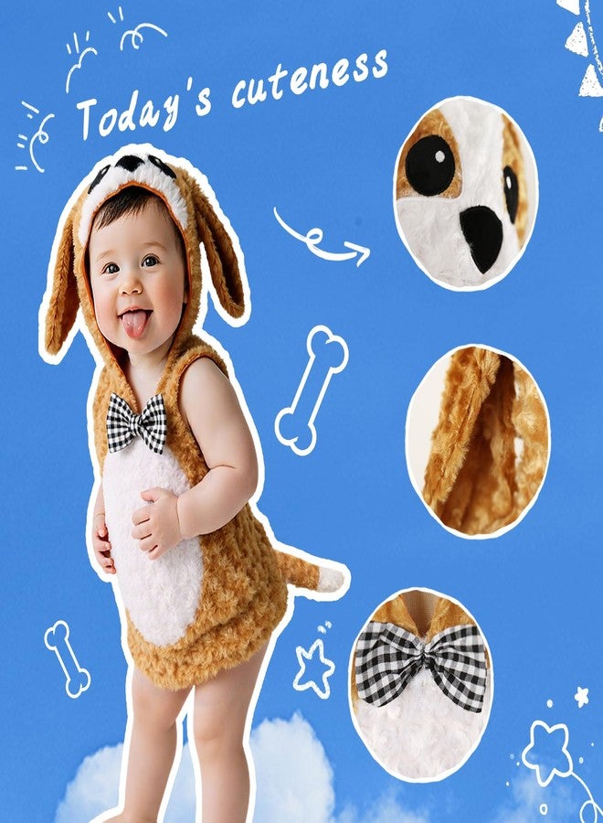 UQJE Kids Dog Costume Furry Toddler Puppy Costume Halloween Cute Plush Dog Dress Up Baby Animal Costumes-S - Image 3